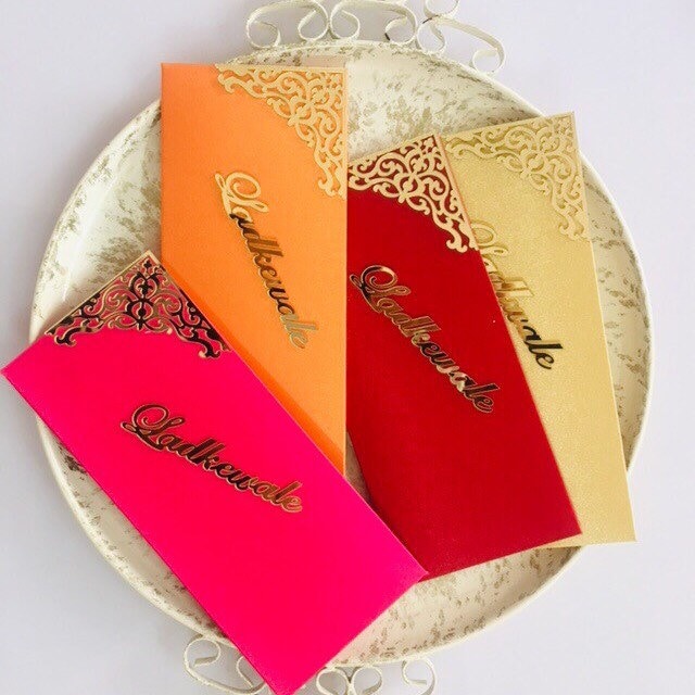 Chinese Laser Cut Wedding Invitation Envelopes, Red Hollow Flower