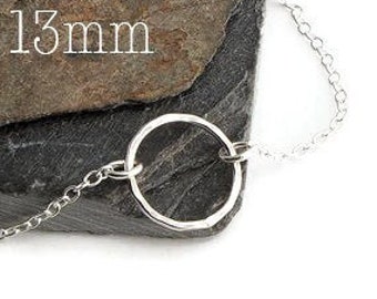 Sterling Silver Eternity Circle Karma 13mm Necklace, Handmade Jewelry for Women Men