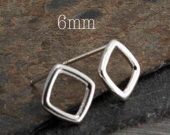 6mm Silver Square Studs, Tiny Earrings, Modern Jewelry, Square Studs, Post Earrings, Stud Earrings, Minimalist Earrings, Handmade