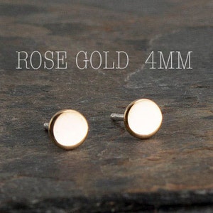 3-4mm Rose Gold Filled Minimalist Earrings, Flat Earrings, Disc Earrings, Dot Earrings, Dainty Earrings, Stud Earrings, Gold Earrings