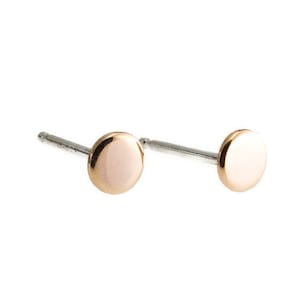 14K Rose Gold Filled Tiny Small 3mm Flat Disc Dot Post Stud Earrings with Sterling Silver Post