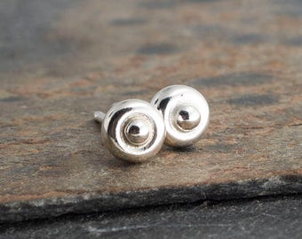 4mm Smooth Roundels Studs, Tiny Earrings, Modern Jewelry, Round Disc Studs, Post Earrings, Sterling silver, Stud Earrings, Handmade