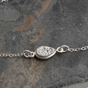 Tiny Pyrite Druzy Pendant Necklace in Sterling Silver
