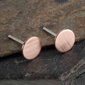 Matte Rose Gold Filled Minimalist Flat Disc Dot Earrings