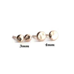 Hammered Minimalist Stud Post Small Tiny Disc Earrings, Handmade Jewelry for Women Men