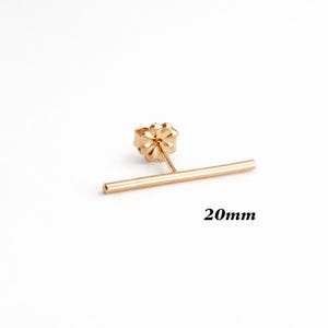 Handmade 14K Gold Filled Bar Stud Earring, Extra Long 20mm