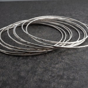 Silver Bangle Set, Sterling Bangles, Handmade Bangles, Hammered Bangles, Sterling Bangles Bangles, Stacking Bangles, Bangle sets
