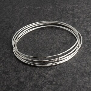 5 Silver Bangles, Silver Bangle Set, Handmade Bangles, Hammered Bangles, Sterling Bangles Bangles, Stacking Bangles, Bangle sets image 5