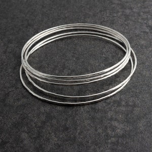 5 Silver Bangles, Silver Bangle Set, Handmade Bangles, Hammered Bangles, Sterling Bangles Bangles, Stacking Bangles, Bangle sets image 6