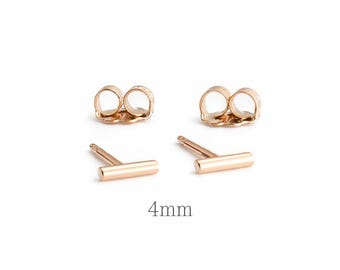 Handmade 14K Gold Filled Bar Stud Earrings 4mm Dainty Minimalist Modern Jewelry
