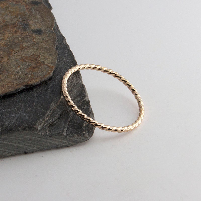 Rope Textured Tiny Gold Ring Hammered Ring Gold Ring Band | Etsy
