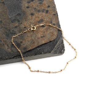 Dew Drop Delicate Gold Filled Stackable Lariat Bracelet Handmade Jewelry For Women