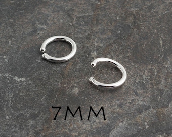 Sterling Silver Huggie Hoop Earrings 7mm Tiny Cartilage Helix Tragus Piercing