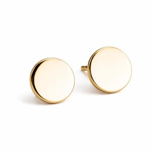 8mm Gold Filled Stud Earrings Flat Disc Minimalist Handmade Modern Jewelry