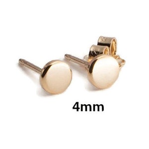 Gold Stud Earrings Gold Disc Earrings Stud Earrings, 4mm Tiny Studs, Minimalist Earrings, Dot Earrings, Handmade, Minimalist, Dainty