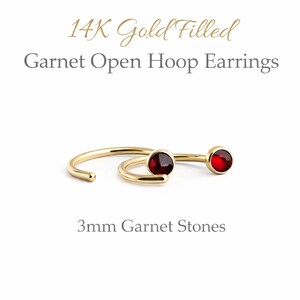 Ruby Hug Hoop Earrings Gold Filled 3mm Tiny Minimalist Sleeper Style