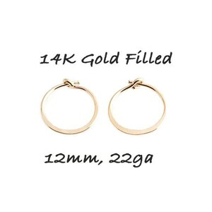 14k Gold Filled Small 12mm 22 GA Thin Gold Huggie Hoop Earrings for Cartilage Helix Tragus Nose Septum