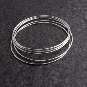 5 Silver Bangles, Silver Bangle Set, Handmade Bangles, Hammered Bangles, Sterling Bangles Bangles, Stacking Bangles, Bangle sets image 8