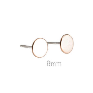 Rose Gold Filled Post Stud Piercing Earrings, Minimalist Earrings, Flat Disc Earrings, Dot Earrings, Stud Earrings, Silver Post
