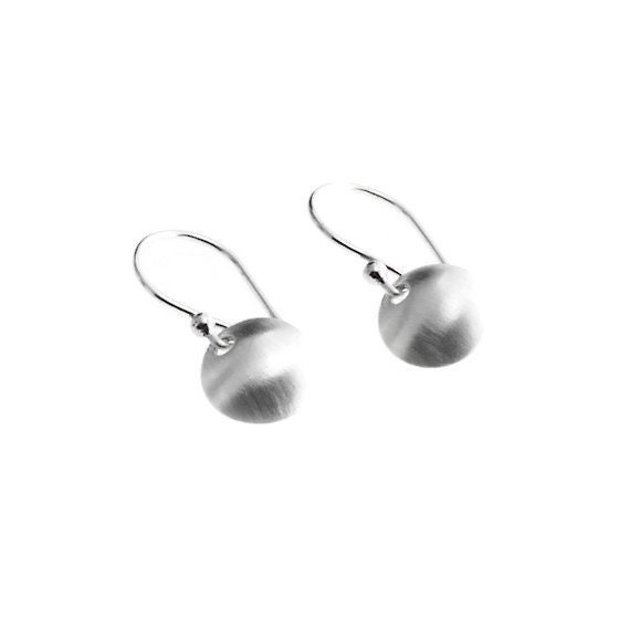 Drops Silver Earrings Modern Jewelry Round Earrings Disc - Etsy