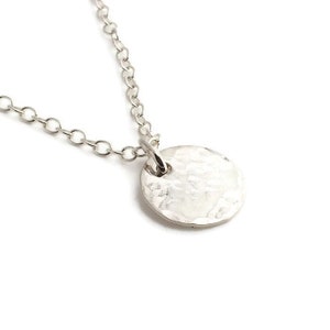 Hammered Disc Necklace in Sterling Silver with Cable Chain