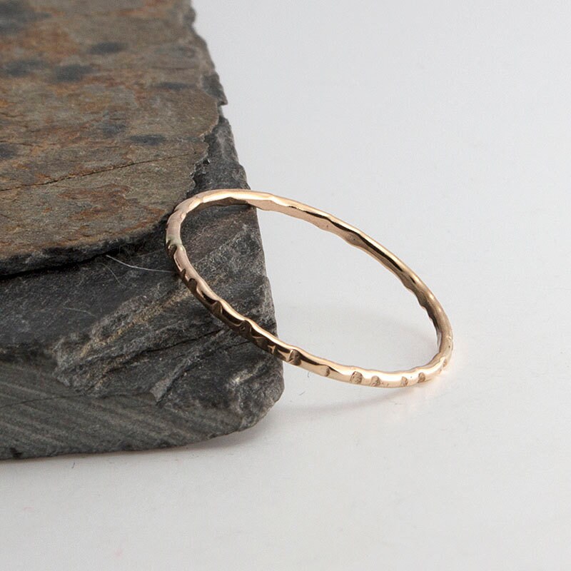 Rope Textured Tiny Gold Ring Hammered Ring Gold Ring Band - Etsy