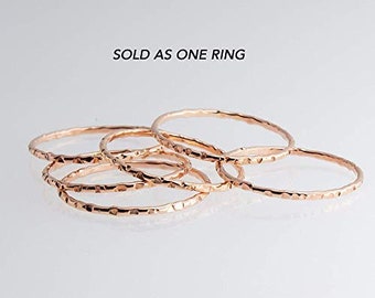 Rose Gold Filled Hammered Staking Ring RGF-18GA-HAMMERED GROOVED