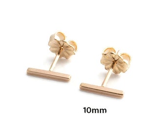 3 Pairs Set Gold Filled Post Stud Square Bar Stud  Earrings Hnadmade Minimalist Jewelry 10 x 1.5mm