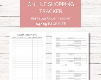 Rastreador de compras online: inserções para planejador A5 (PDF para impressão)