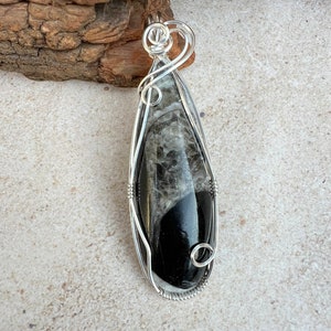 Orthoceras Fossil Wire Wrapped Pendant Sterling Silver, Orthoceras Necklace, Spiritual Growth, Assists Transition, Reiki Infused image 3