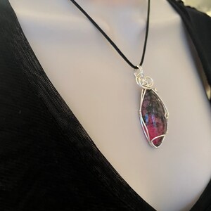 Rhodonite Wire Wrapped Pendant Sterling Silver, Reiki Charged, Healing Crystal Pendant, Rhodonite Pendant, Heart Healing, Love image 8