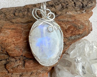 Reiki Infused Moonstone Necklace, Rainbow Moonstone Pendant, Goddess Energy