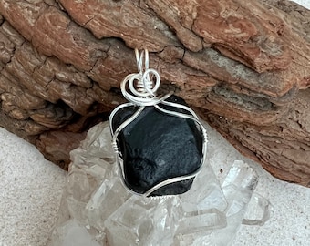 Apache Tears Pendant, Wire Wrapped Apache Necklace, Grounding Stone, Protection Crystal, Healing Stones, Reiki Charged