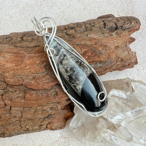 Orthoceras Fossil Wire Wrapped Pendant Sterling Silver, Orthoceras Necklace, Spiritual Growth, Assists Transition, Reiki Infused image 4