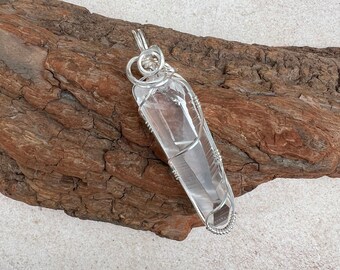 Lemurian Pendant Wire Wrapped Sterling Silver, Reiki Infused Lemurian Necklace, High Vibrational Ascension Lemurian Pendant