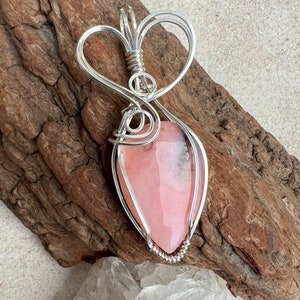 Pink Opal Pendant, Wire Wrapped Opal, Reiki Infused Pink Opal, Heart Healing Crystal, Love image 4
