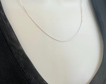 Collana a catena a maglia box in argento sterling - 1,0 mm, 18"/20"