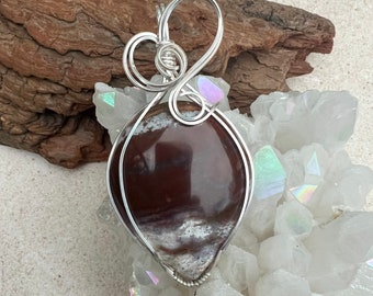 Ocean Jasper Pendant, Wire Wrapped, Ocean Jasper Necklace, Oneness Jewelry, Love, Reiki Charged