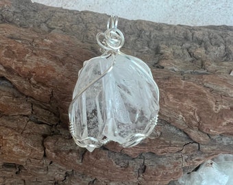 Clear Quartz Crystal Point Wire Wrapped in Sterling Silver, Power Stone, Master Healing Stone, Higher Consciousness, Balance, Reiki Infused