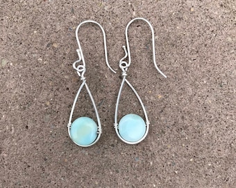 Orecchini pendenti in argento sterling con amazzonite: pietra del coraggio