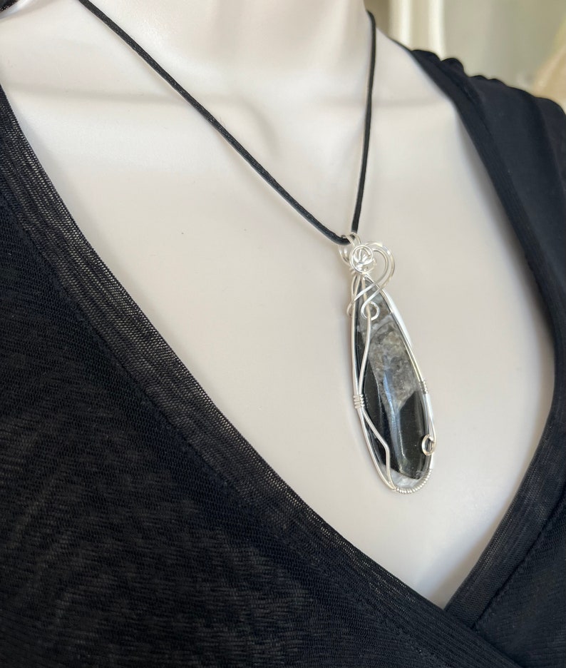 Orthoceras Fossil Wire Wrapped Pendant Sterling Silver, Orthoceras Necklace, Spiritual Growth, Assists Transition, Reiki Infused image 5