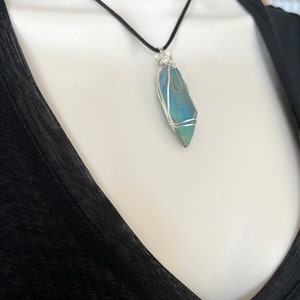 Aqua Aura Pendant, Reiki Infused Aqua Aura Necklace, Wire Wrapped Sterling Silver Aqua Aura Pendant image 6