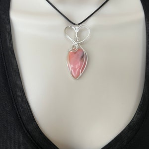 Pink Opal Pendant, Wire Wrapped Opal, Reiki Infused Pink Opal, Heart Healing Crystal, Love image 6