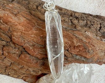 Lemurian Pendant Wire Wrapped Sterling Silver, Reiki Infused Lemurian Necklace, High Vibrational Ascension Lemurian Pendant