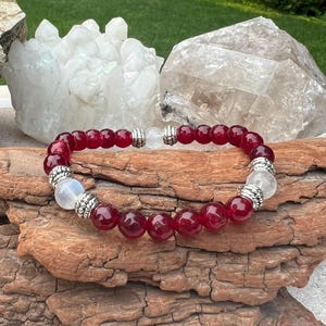 Mary Magdalene Bracelet: Red Agate, Moonstone, Reiki Infused