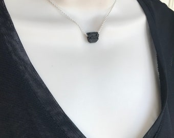 Raw Black Tourmaline Sterling Silver Necklace: Empath Protection