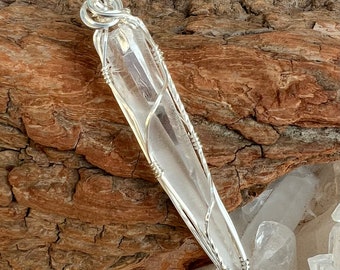 Lemurian Pendant Wire Wrapped Sterling Silver, Reiki Infused Lemurian Necklace, High Vibrational Ascension Lemurian Pendant