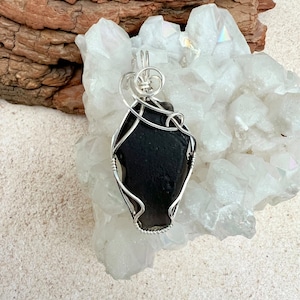 Apache Tears Wire Wrapped Pendant, Reiki Infused Raw Apache Tears Necklace, Grounding Stone, Protection Crystal, Healing Stone image 1