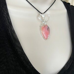 Pink Opal Pendant, Wire Wrapped Opal, Reiki Infused Pink Opal, Heart Healing Crystal, Love image 5