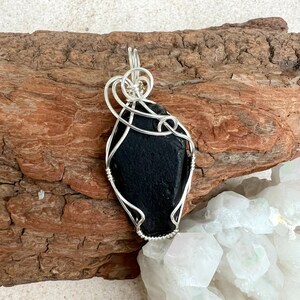 Apache Tears Wire Wrapped Pendant, Reiki Infused Raw Apache Tears Necklace, Grounding Stone, Protection Crystal, Healing Stone image 5